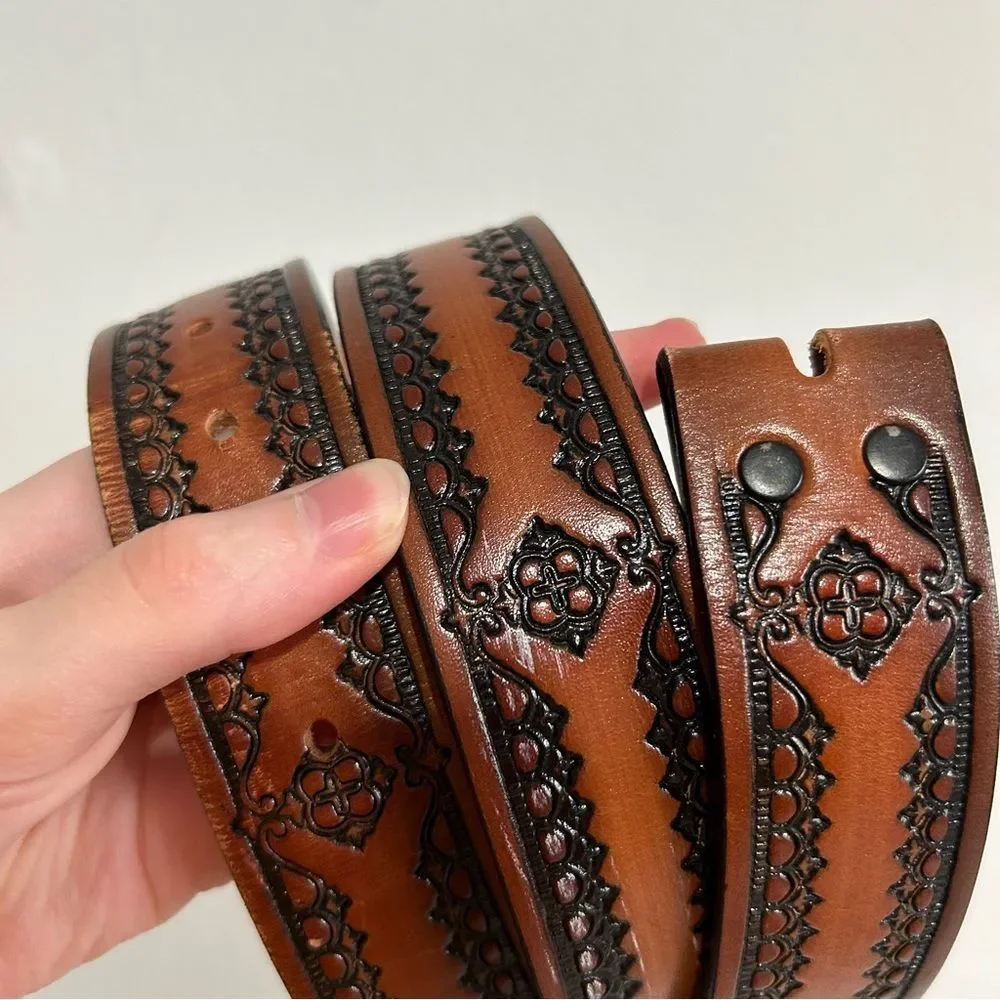 Top Grain Cowhide Brown Leather Belt 36 Western Rodeo Cowboy